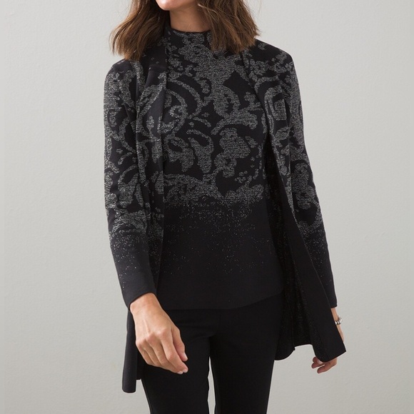 Chico’s Jacquard Ombre Scroll Print Tank and Cardigan Set Size L - Picture 1 of 16